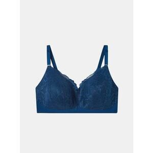 Torrid Curve Lightly Lined Wire-Free Bra Size 46B Blue Lace Back Smoothing NWT